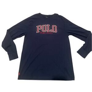 POLO Ralph Lauren Navy blue embroidered long sleeve T-shirt Big boys SZ 14/16